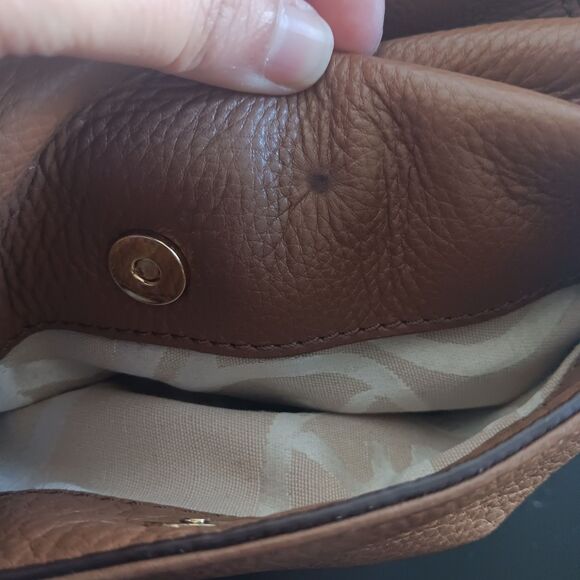 Michael Kors Portland Brown Leather Hobo Bag with Gold Hardware and MK Bag Charm - Picture 10 of 10